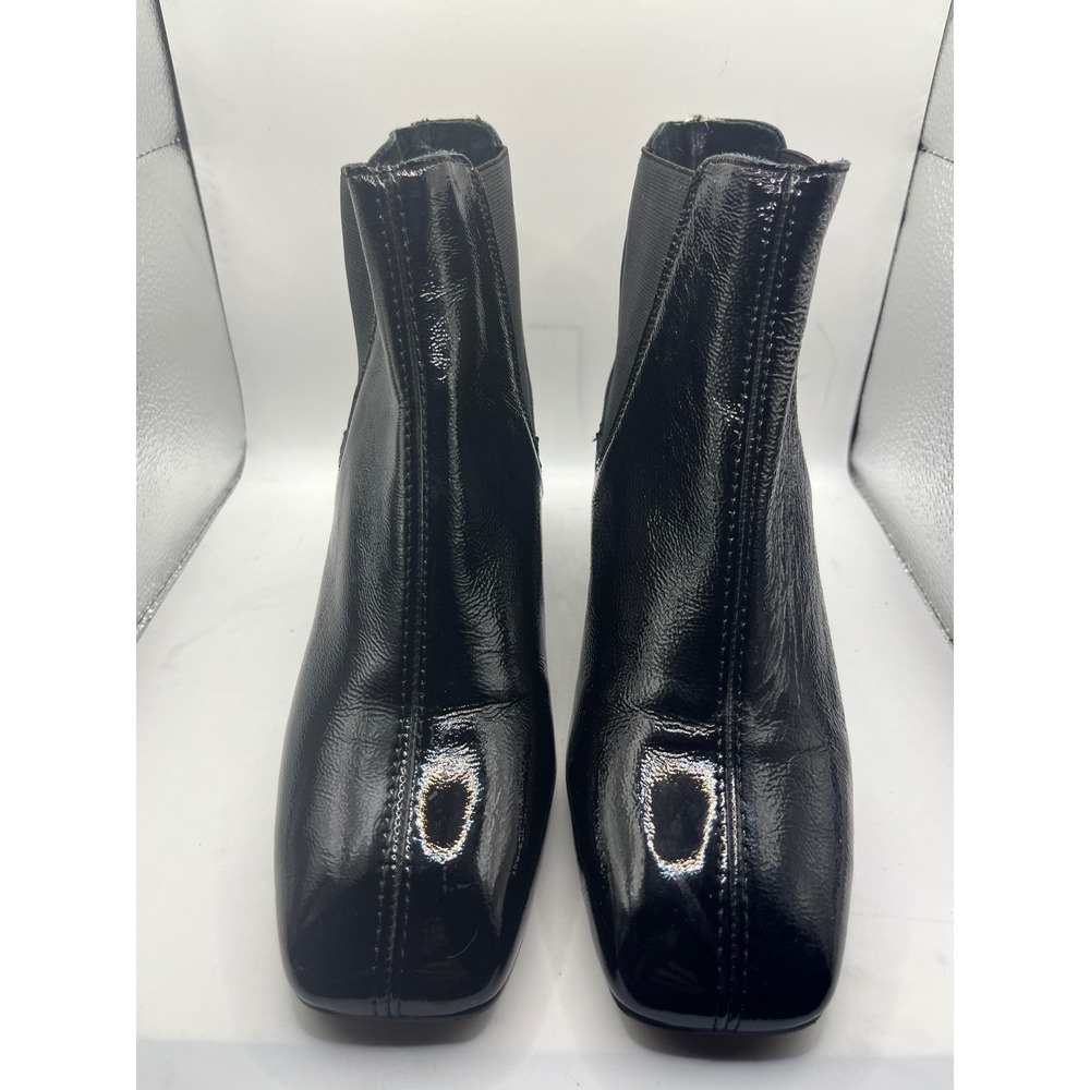 L'Intervalle Patent Leather Ankle Boots Square Toe Block Heel Booties